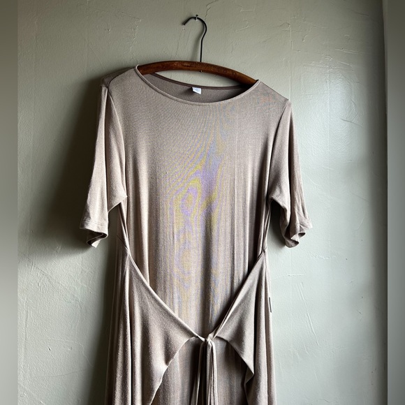 Short sleeve front tie modal maxi wrap dress - Picture 5 of 6